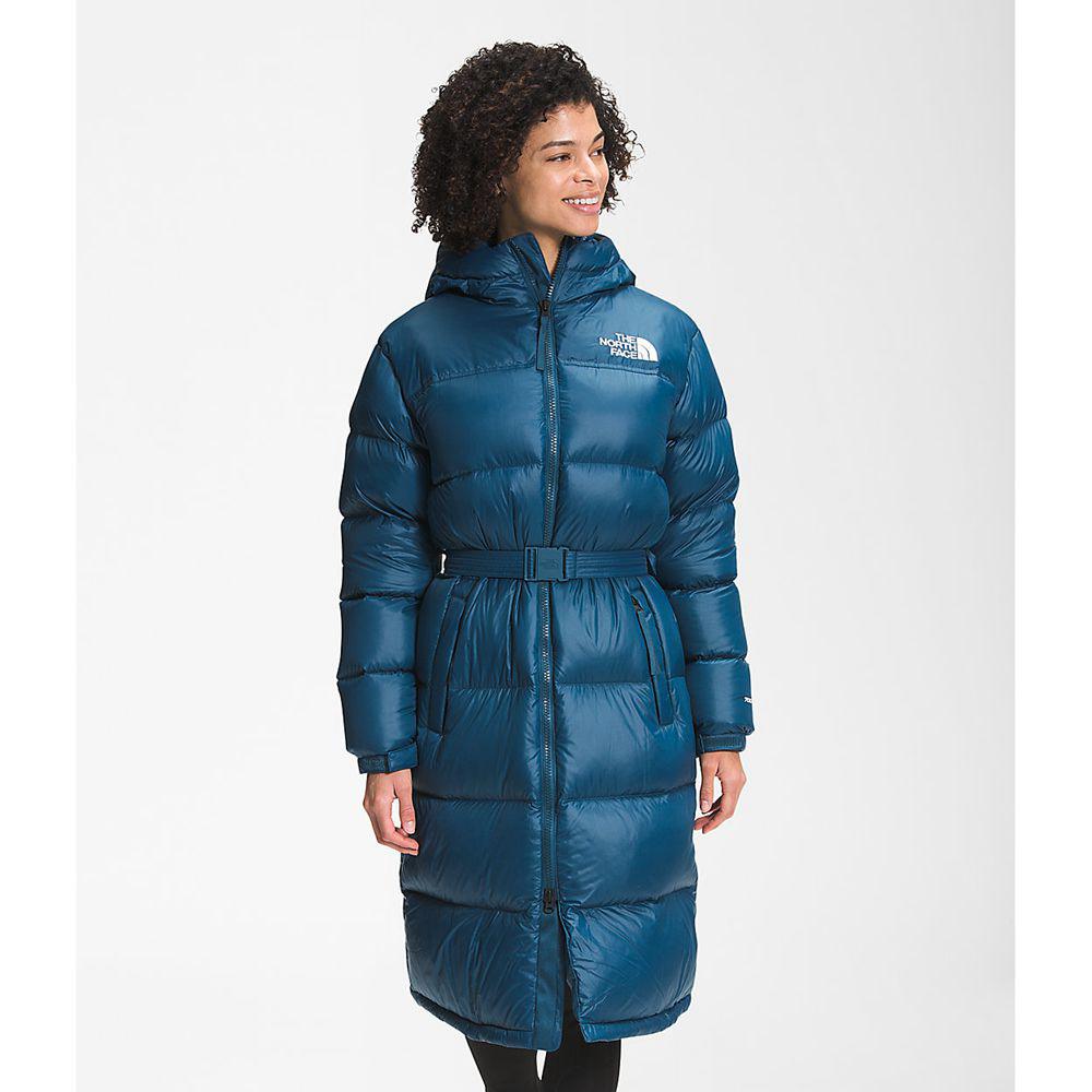 The North Face Nuptse Belted Long Γυναικεια Πανωφόρια - Μπλε (XCLR19084)